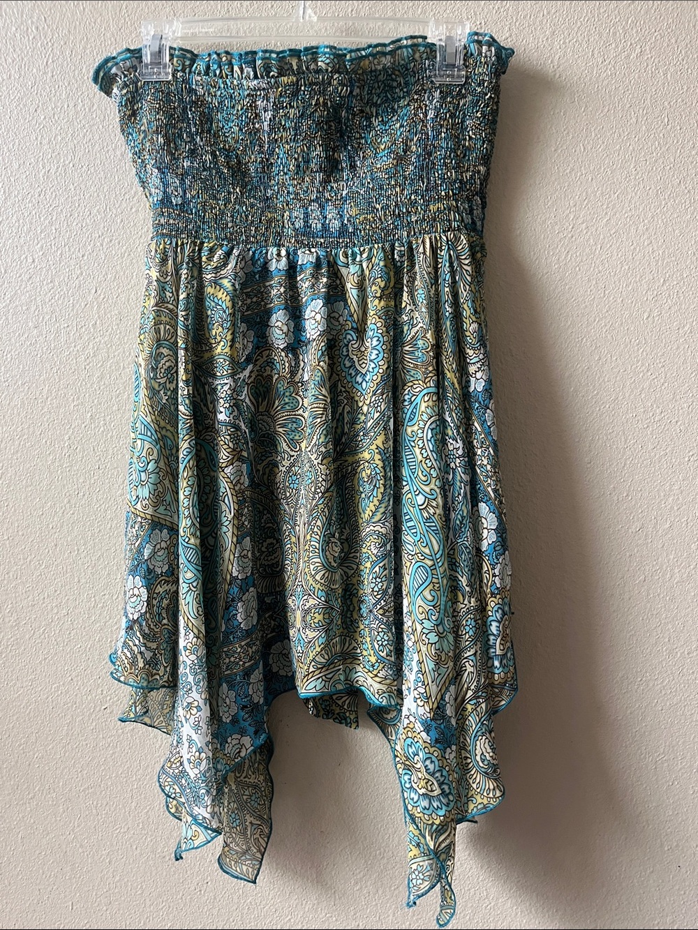 Pure Energy Teal and Blue Paisley Midi Dress Y2K Fairy Dress